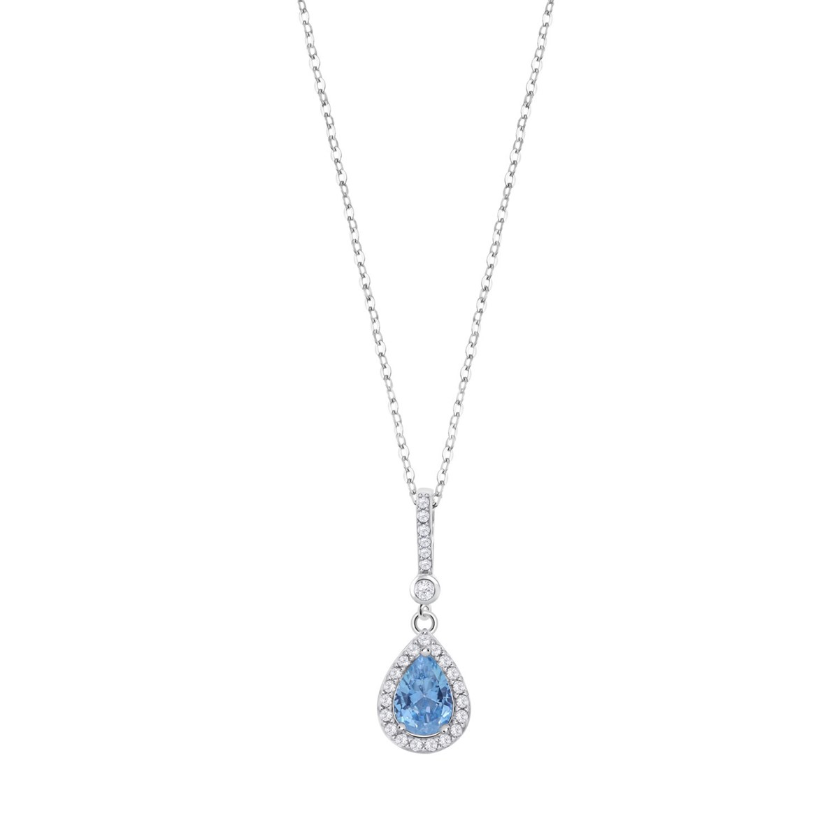 Collier Lotus Silver argent goutte bleue