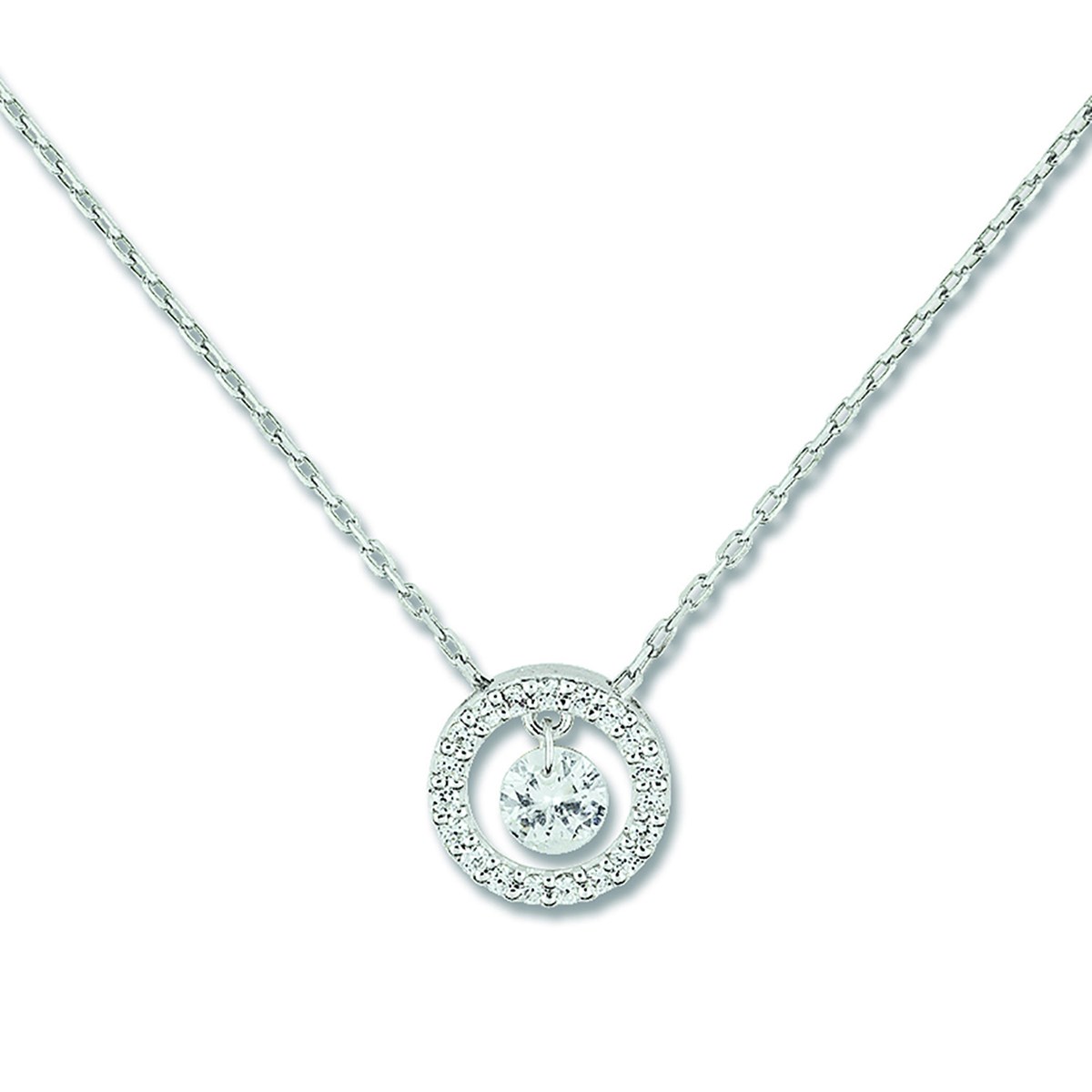 Collier Brillaxis pierre suspendue
or blanc 9 carats et oxydes
