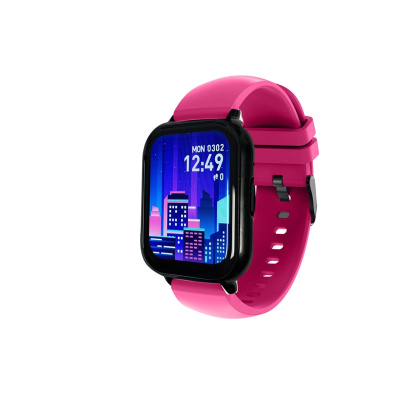 Montre mixte - FITNOW - Boitier rectangulaire - Bracelet en silicone framboise