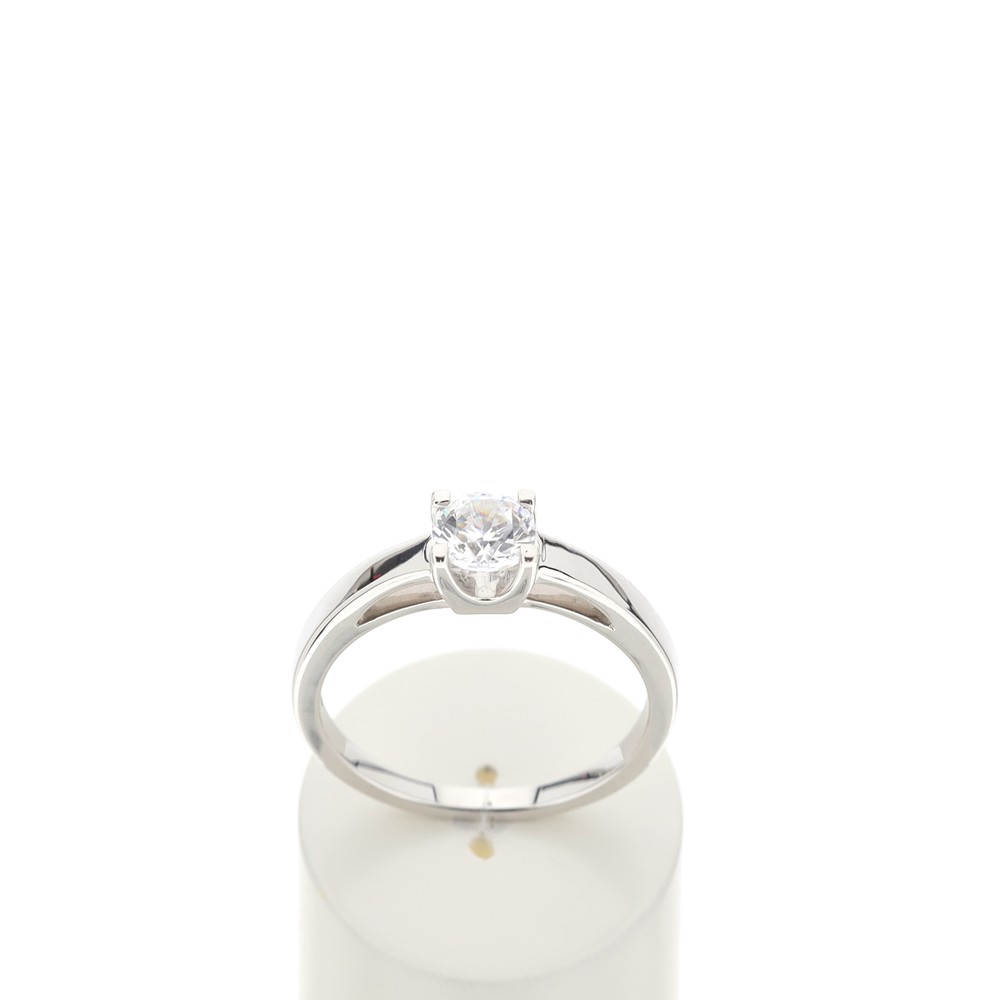 Solitaire or 750 blanc diamant synthétique 0,5 carat - vue 360