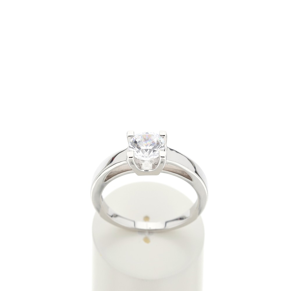 Solitaire or 750 blanc diamant synthétique 1 carat - vue 360