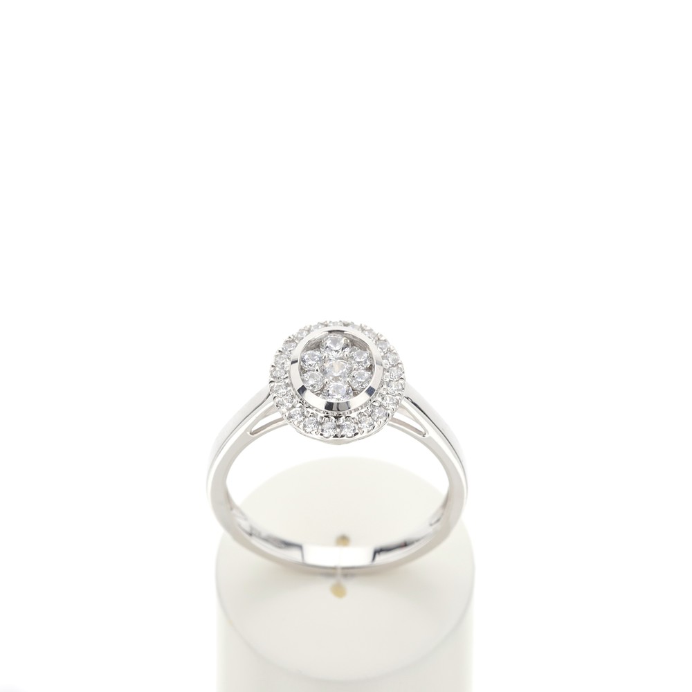 Bague or 750 blanc diamants synthétiques 0.50 carat - vue 360