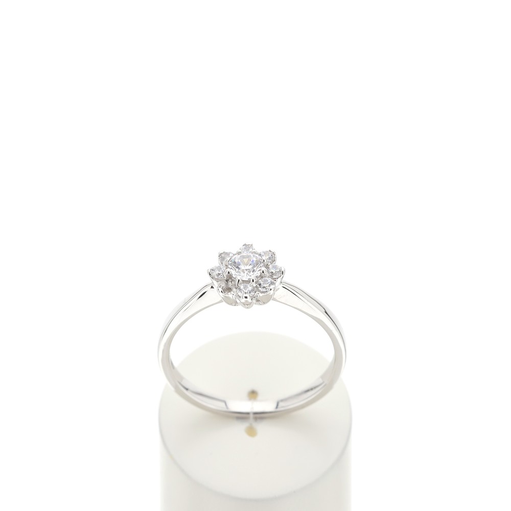 Bague or 750 blanc diamants synthétiques 0.40 carat - vue 360