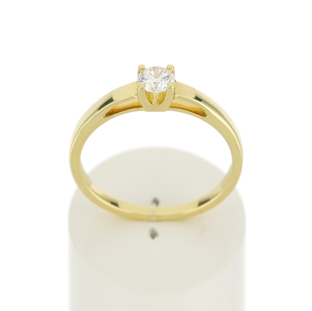 Solitaire or 750 jaune diamant synthétique 0,25 carat - vue 360