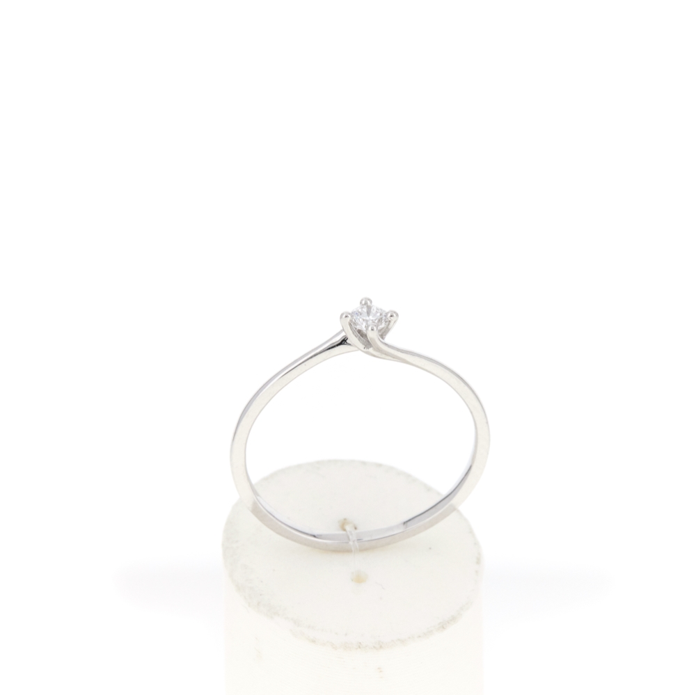Solitaire or 750 blanc diamant synthétique 0,1 carat - vue 360