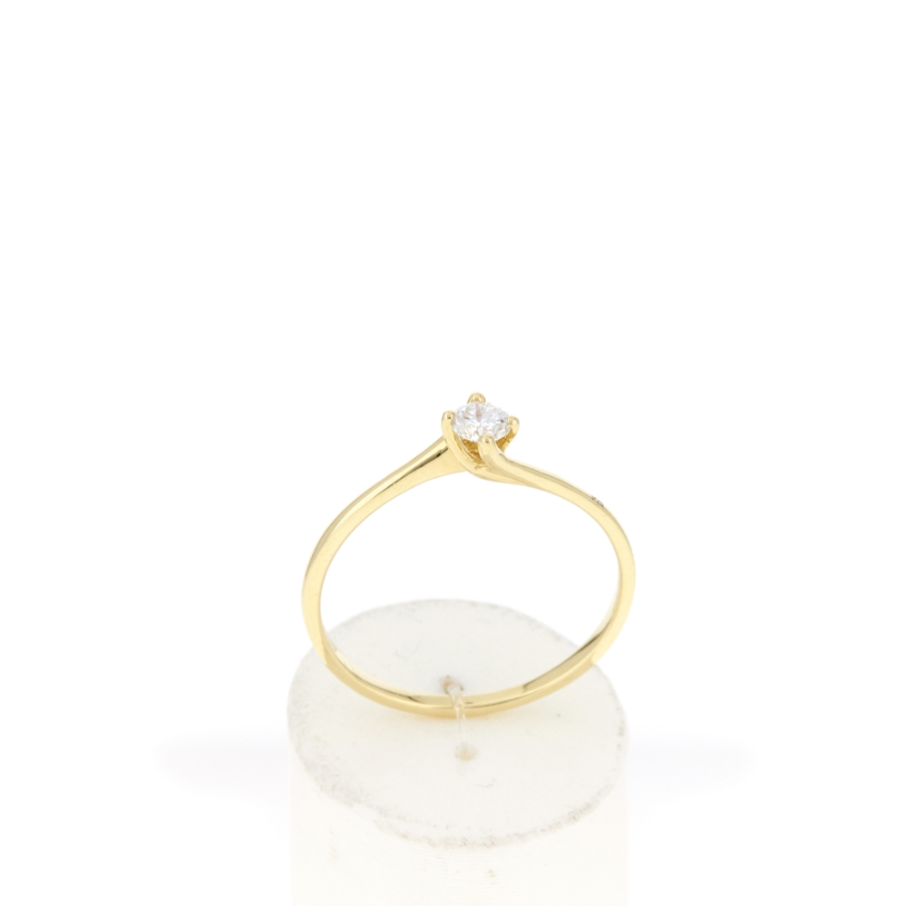 Solitaire or 750 jaune diamant synthétique 0,15 carat - vue 360