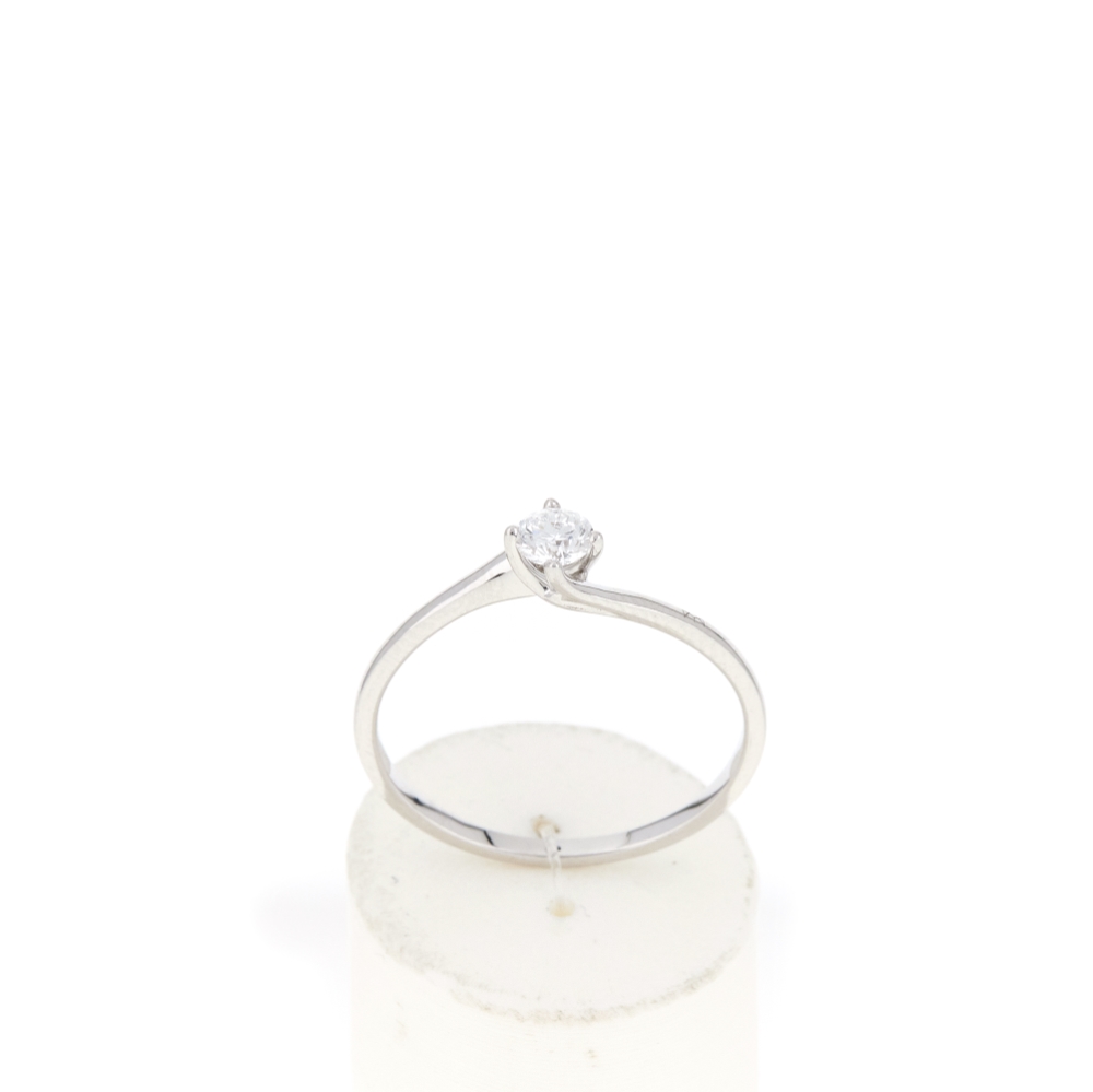 Solitaire or 750 blanc diamant synthétique 0,2 carat - vue 360