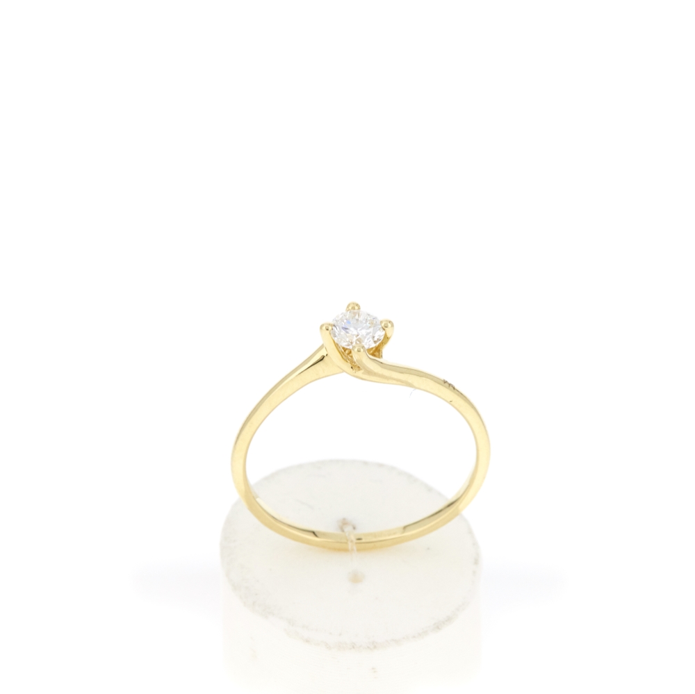 Solitaire or 750 jaune diamant synthétique 0,25 carat - vue 360