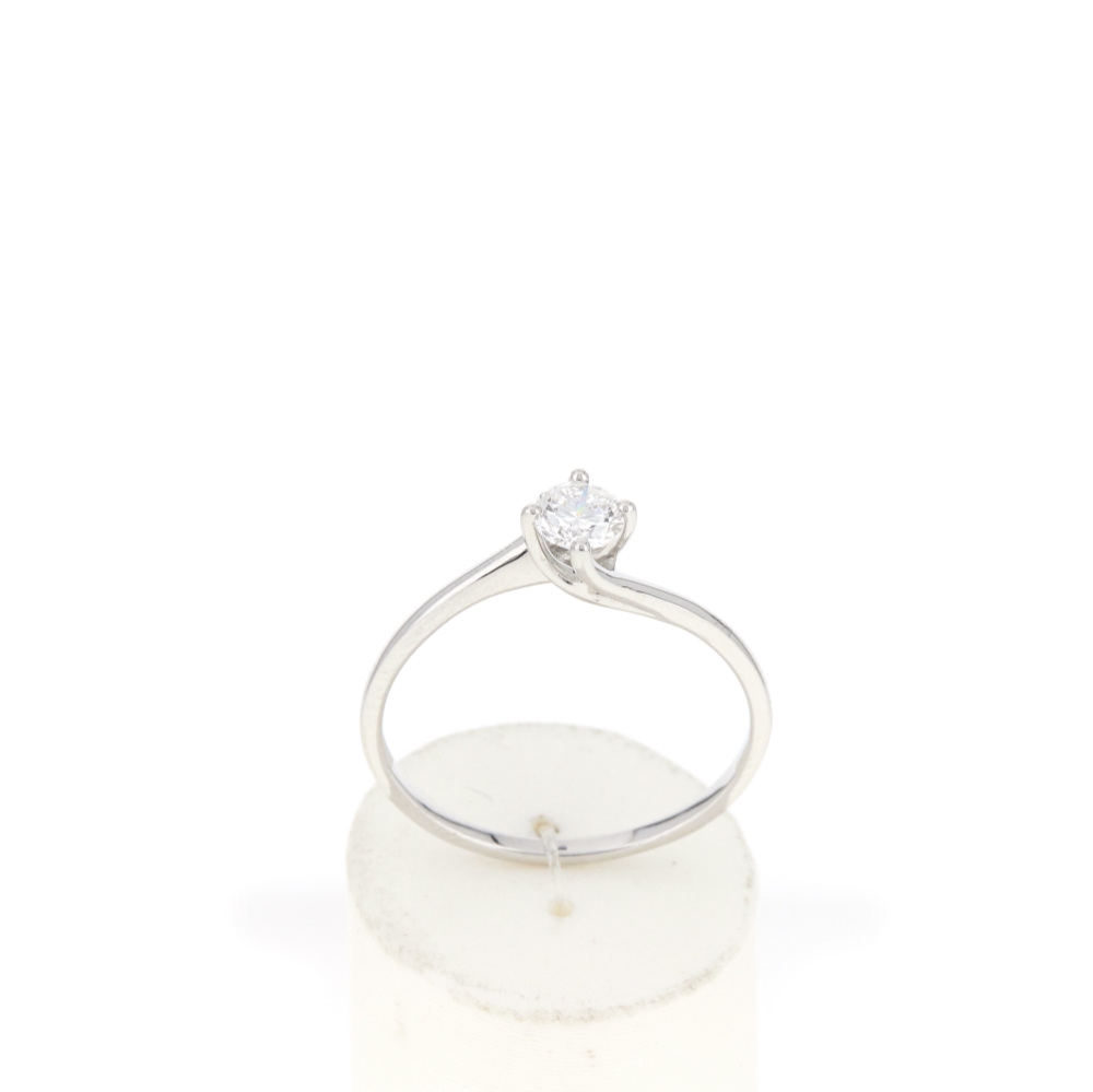 Solitaire or 750 blanc diamant synthétique 0,3 carat - vue 360