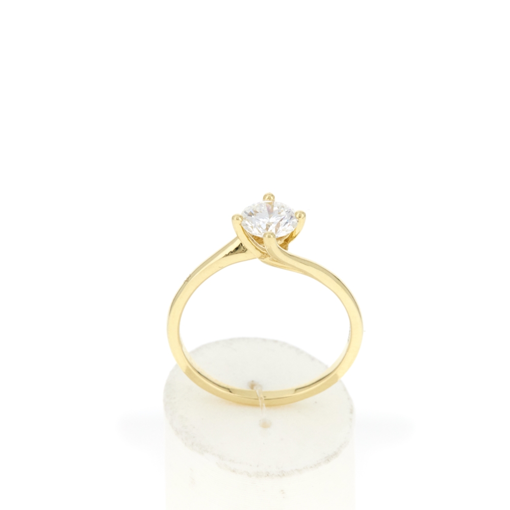 Solitaire or 750 jaune diamant synthétique 0,7 carat - vue 360
