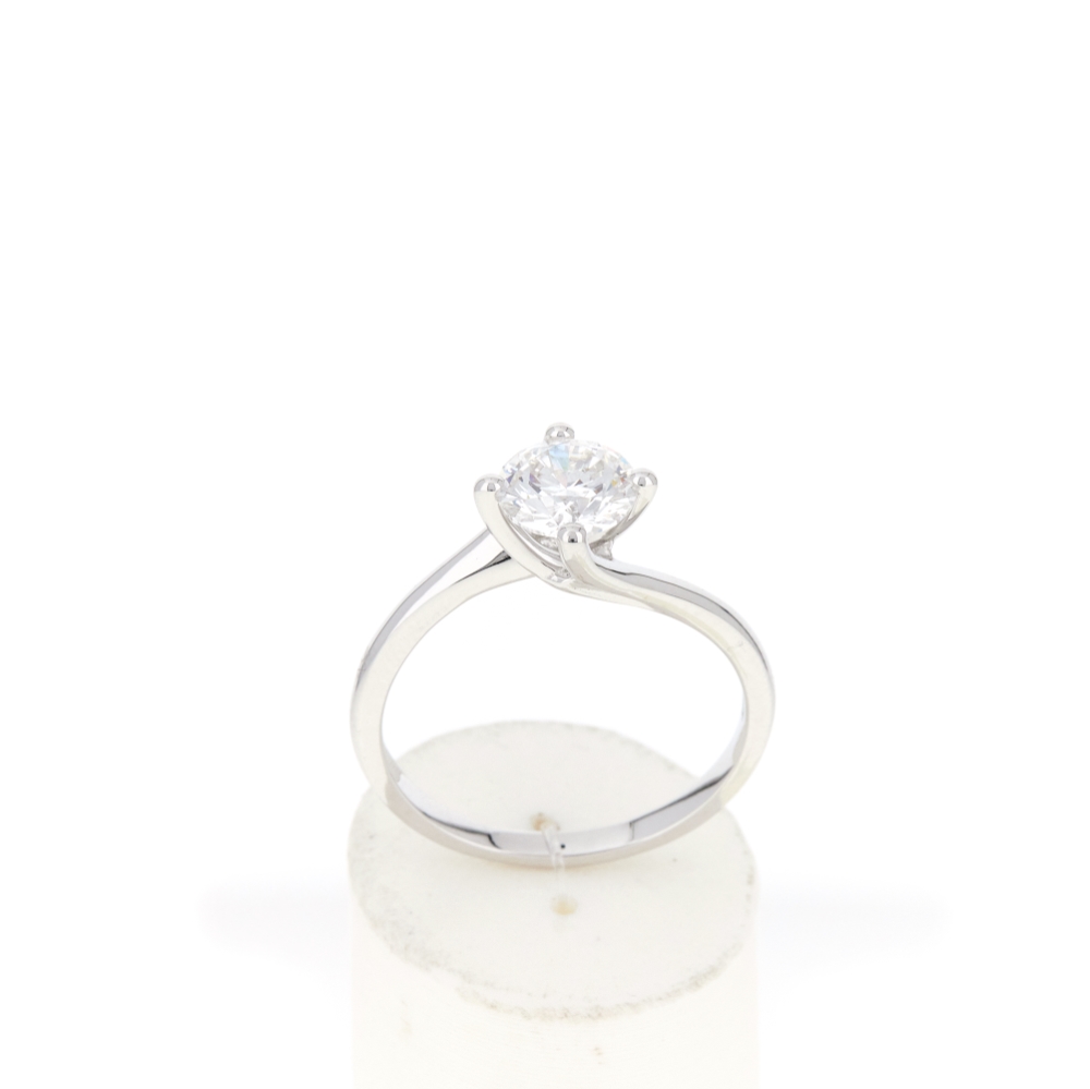 Solitaire or 750 blanc diamant synthétique 1 carat - vue 360