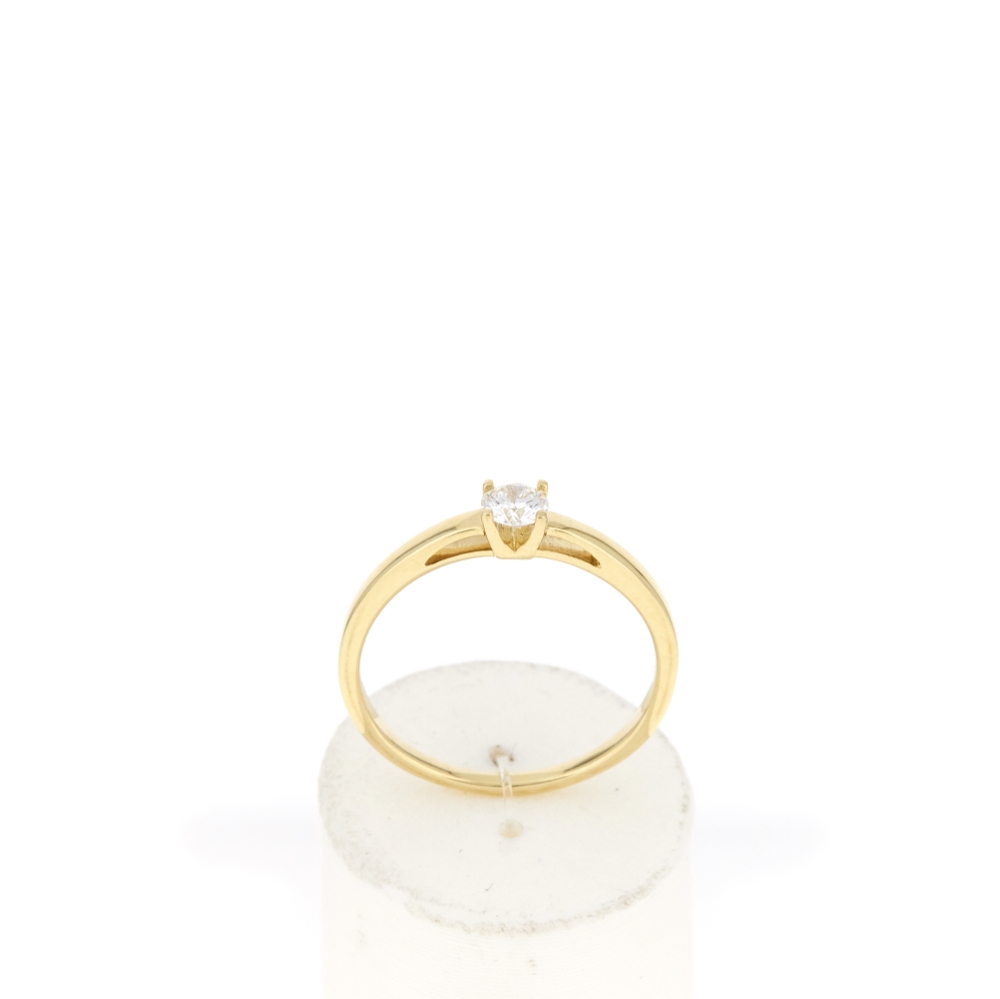 Solitaire or 750 jaune diamant synthétique 0,15 carat - vue 360