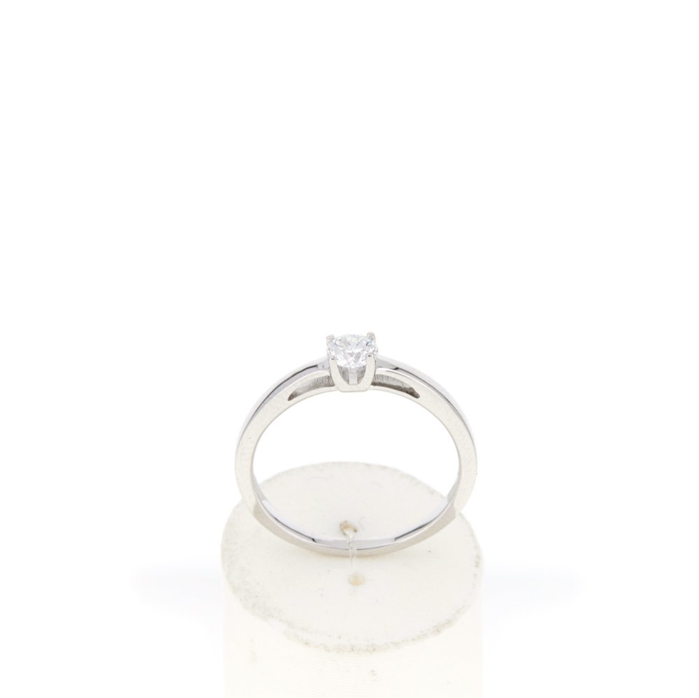 Solitaire or 750 blanc diamant synthétique 0,2 carat - vue 360