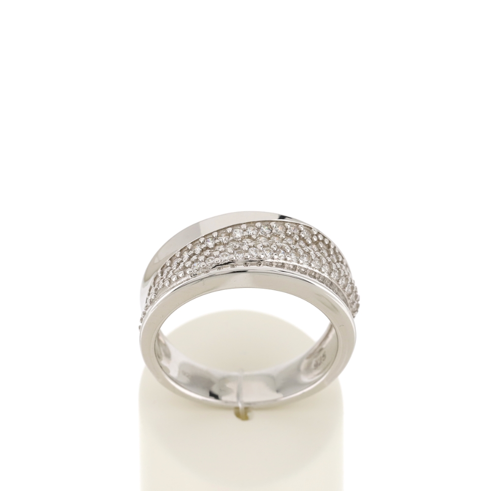 Bague argent 925, zirconias. - vue 360