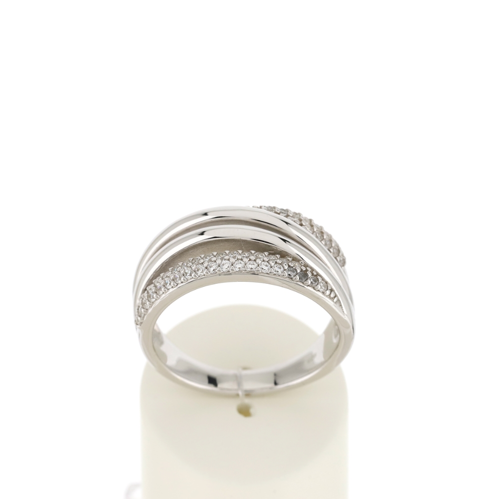 Bague argent 925, zirconias. - vue 360