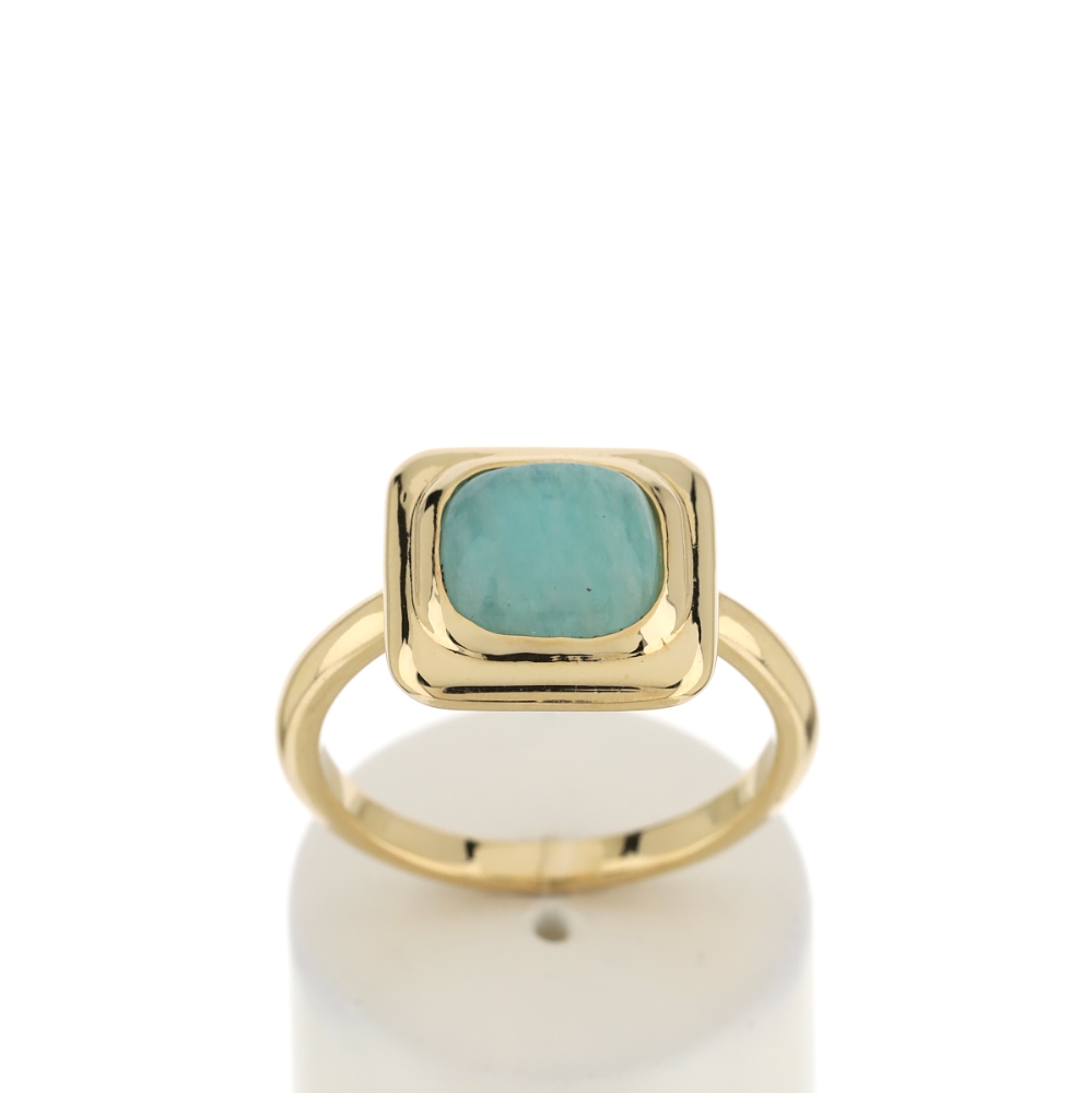 Bague plaqué or jaune amazonite - vue 360