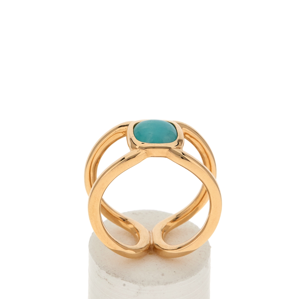 Bague plaqué or jaune amazonite - vue 360