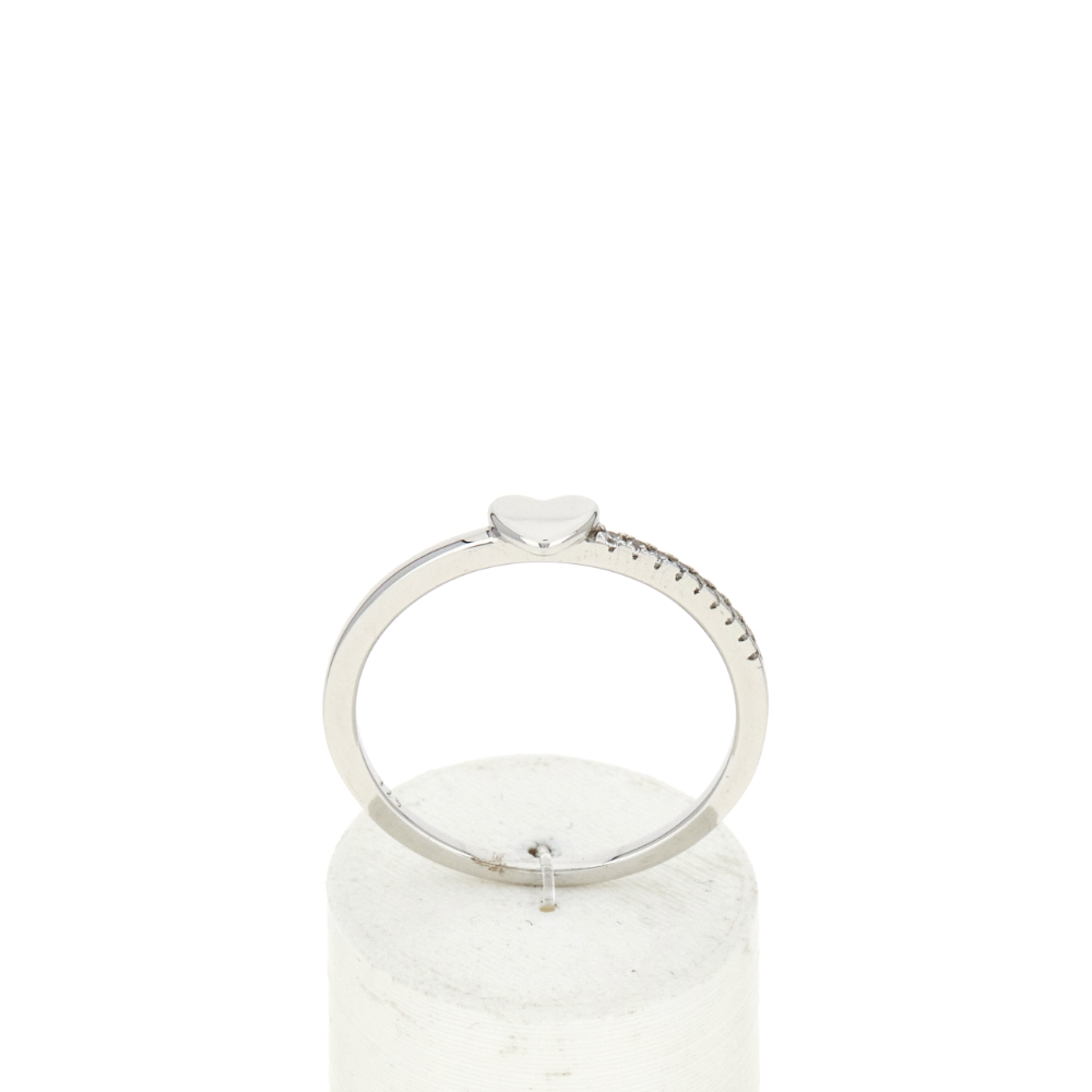 Bague argent 925 et zirconias motif coeur - vue 360
