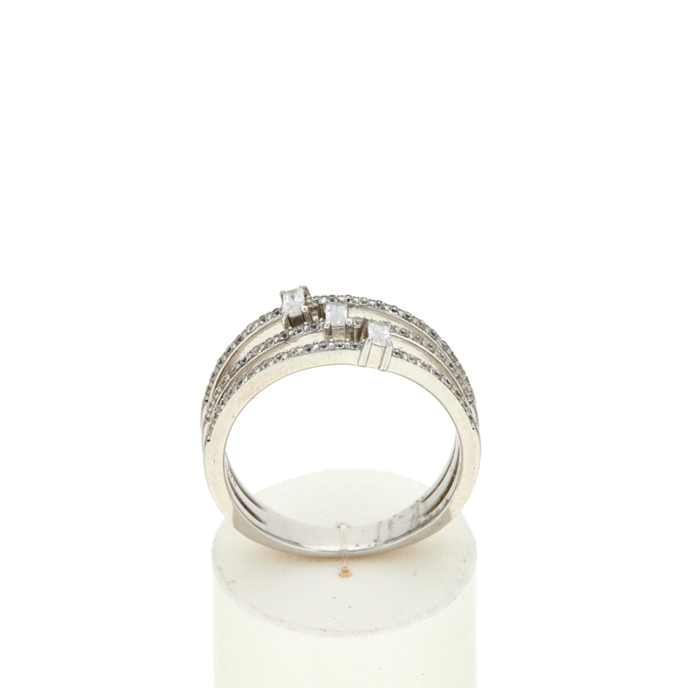 Bague argent 925 et zirconias - vue 360