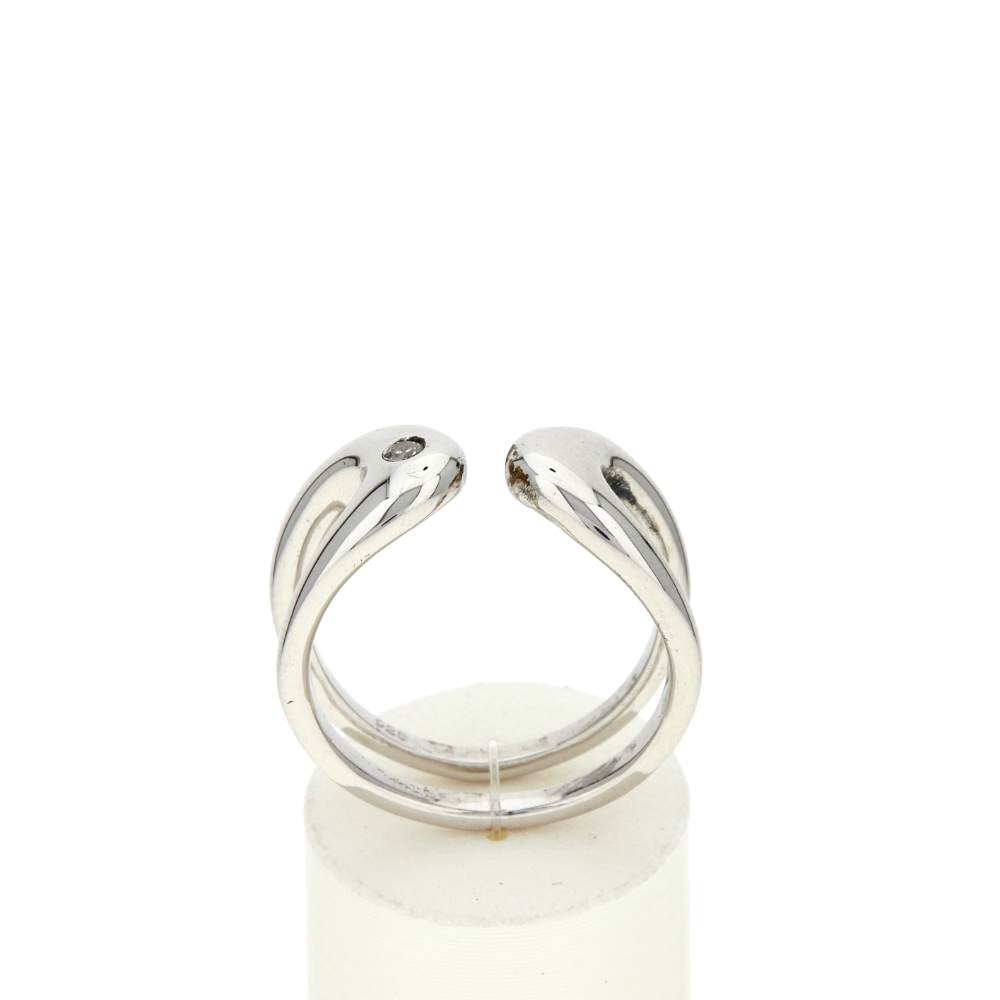 Bague argent 925 et zirconias - vue 360