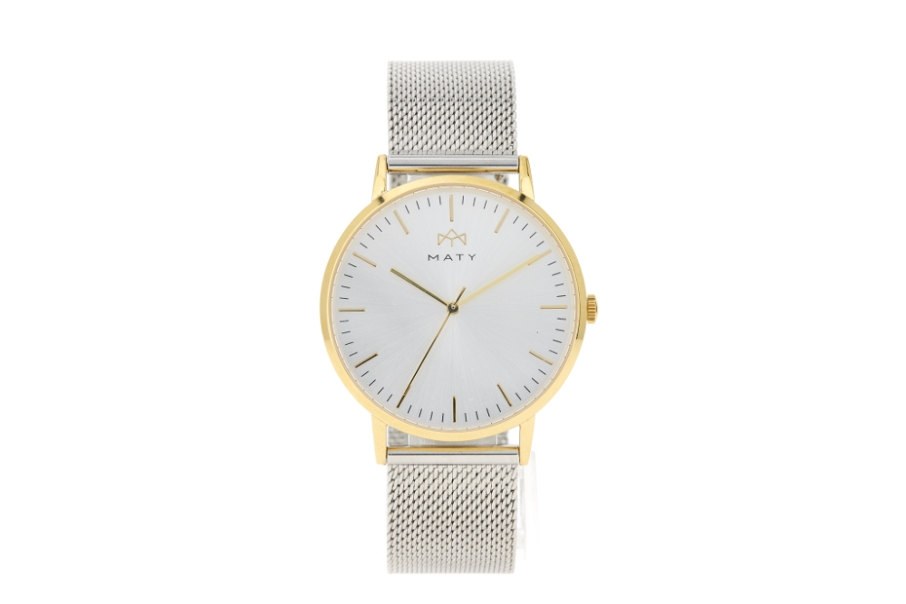 Montre MATY homme, bracelet maille milanaise acier inoxydable - vue 360