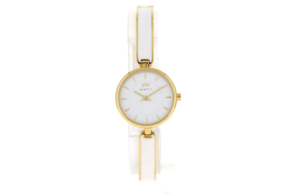 Montre MATY femme, bracelet acier inoxydable bicolore - vue 360