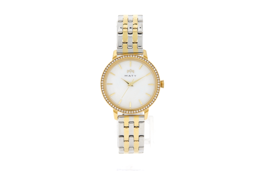 Montre MATY femme bracelet acier inoxydable bicolore - vue 360