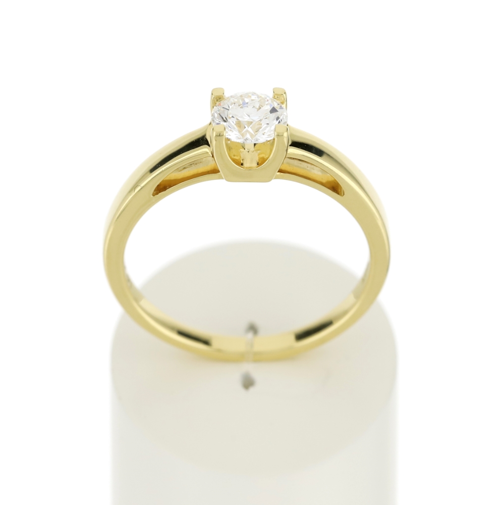 Solitaire or 750 jaune diamant HP1 0.5 carat - vue 360