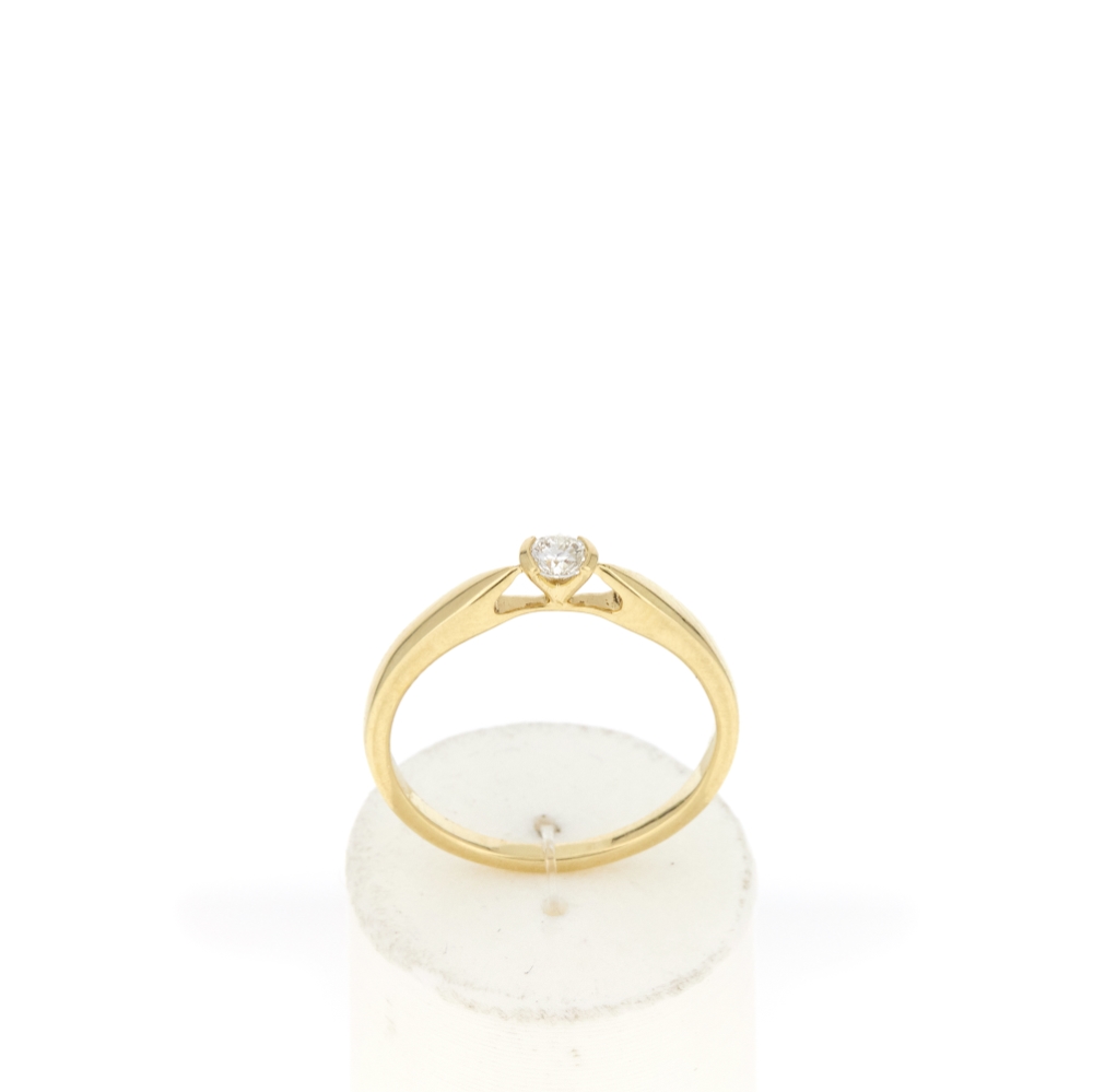 Solitaire or 750 jaune diamant HP1 0.1 carat - vue 360