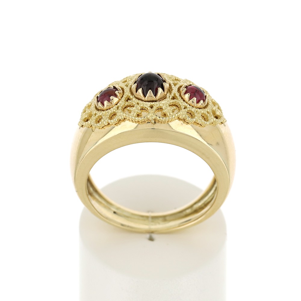 Bague or 375 jaune grenats - vue 360