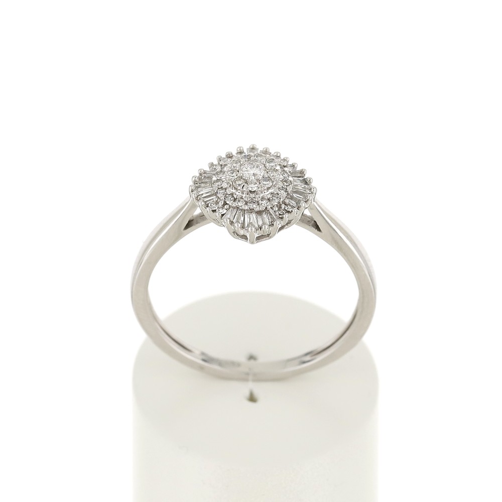 Bague or blanc 750 diamant - vue 360