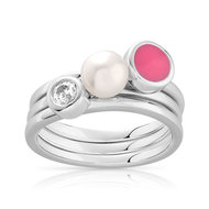 Ensemble 3 bagues argent 925 chine zirconia nacre