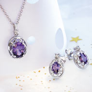 Parure argent 925 zirconia violet et blanc