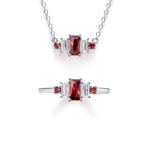 Parure argent zirconia rouge - vue 1