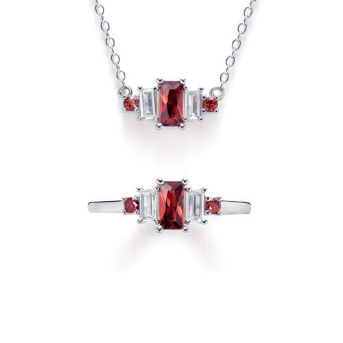 Parure argent zirconia rouge