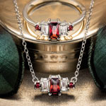 Parure argent zirconia rouge - vue 3