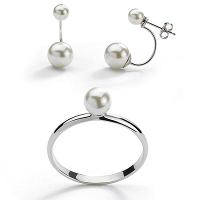 Parure argent 925 perles imitation - vue 1