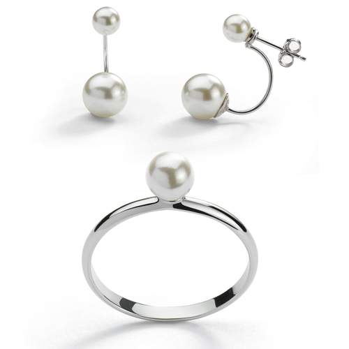 Parure argent 925 perles imitation