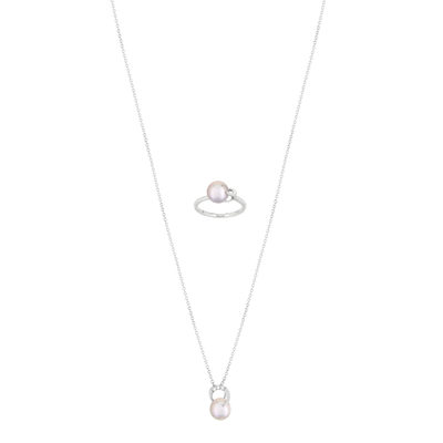 parure argent 925 perle de culture chine zirconia - vue 1