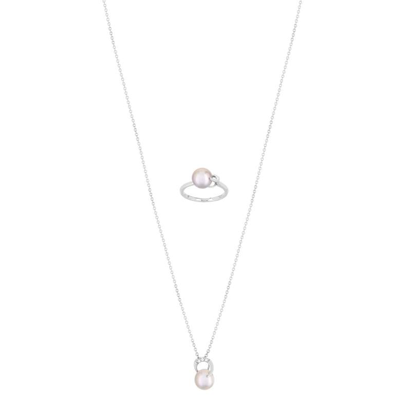 parure argent 925 perle de culture chine zirconia - vue 1