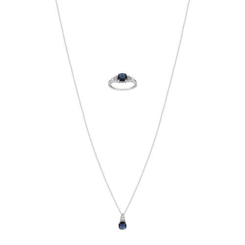 Parure argent 925 zirconia bleu et blanc