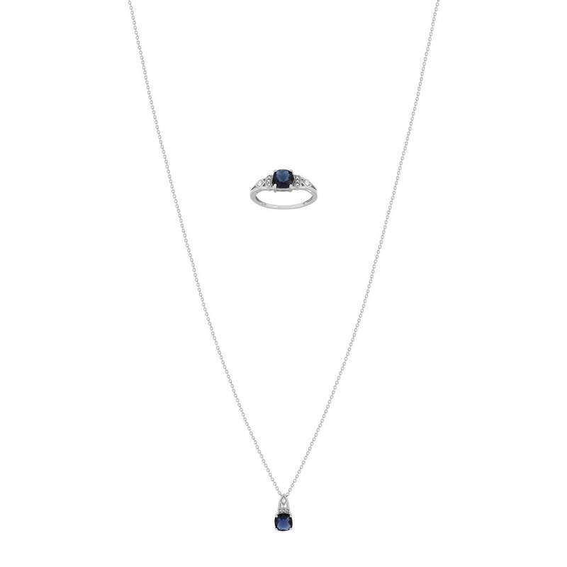 Parure argent 925 zirconia bleu et blanc - vue 1