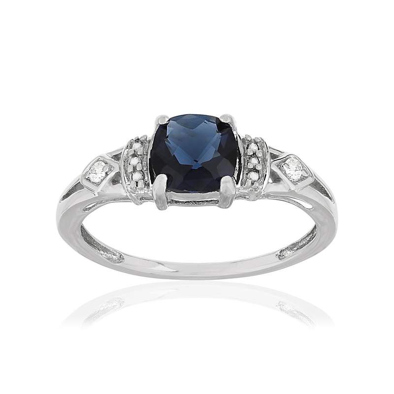 Parure argent 925 zirconia bleu et blanc - vue D1