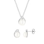 Parure argent 925 perle zirconias 45 cm - vue 1