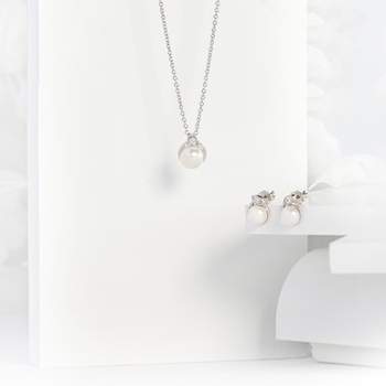 Parure argent 925 perle zirconias 45 cm