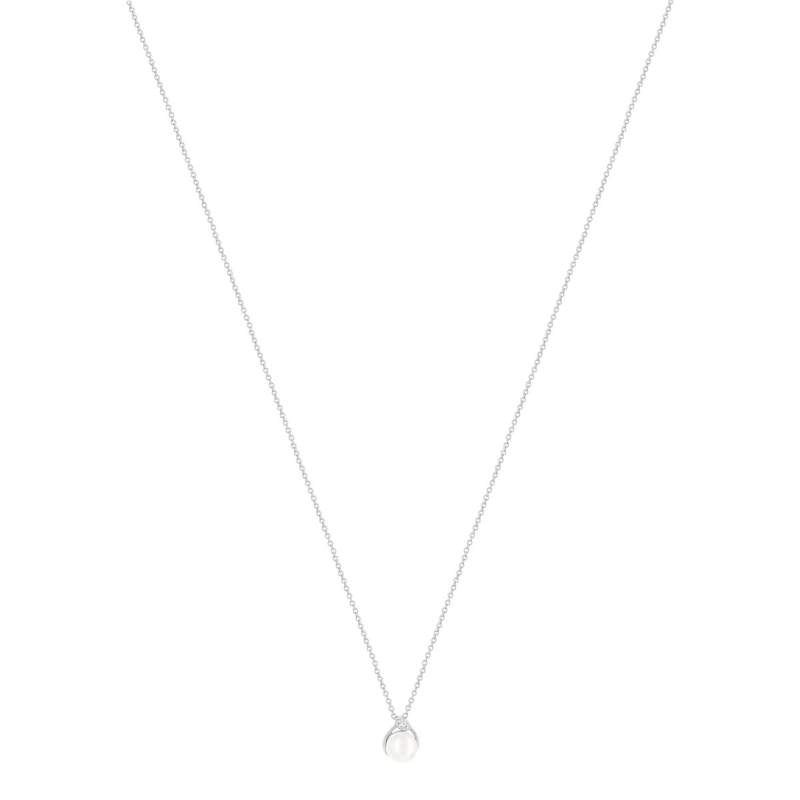 Parure argent 925 perle zirconias 45 cm - vue D2
