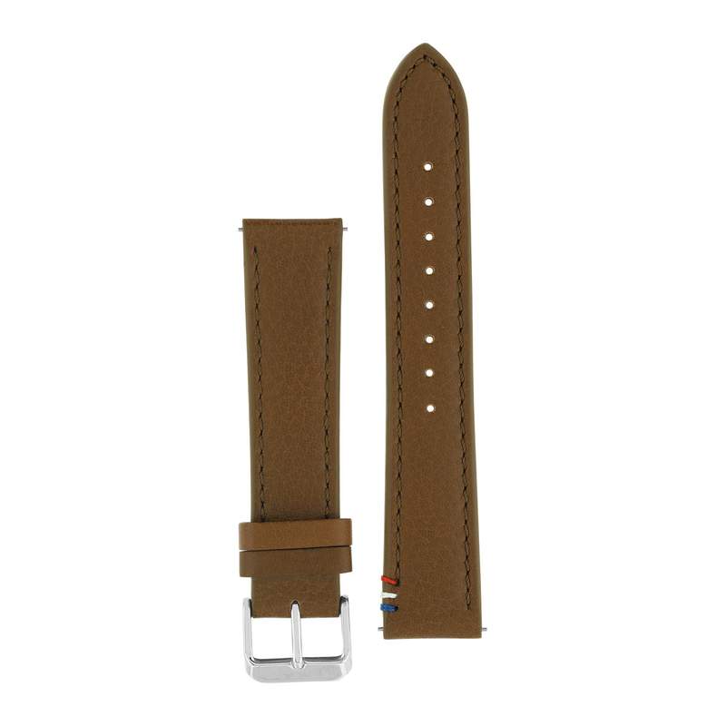 Bracelet de montre cuir marron piqué - vue 1