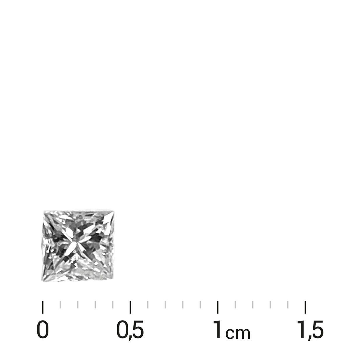 2 Diamants blancs forme carrée taille princesse qualité H/I P1, 0.77 ct. - vue D1