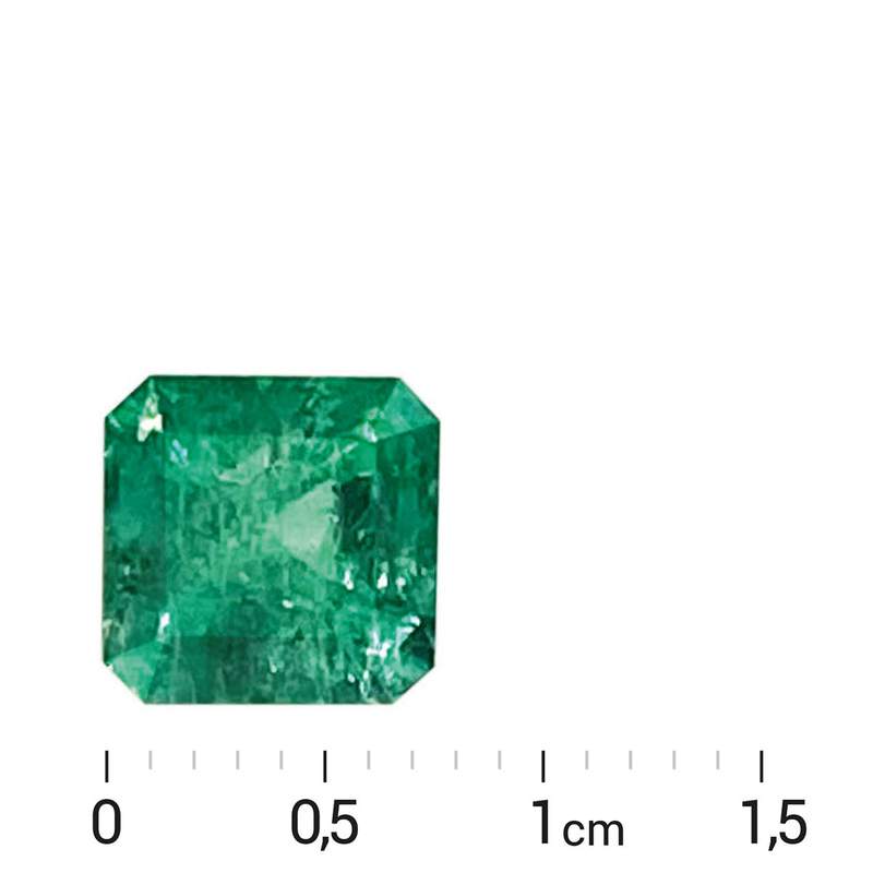 Emeraude verte forme rectangle à pans coupés, 2.25 ct. - vue D1