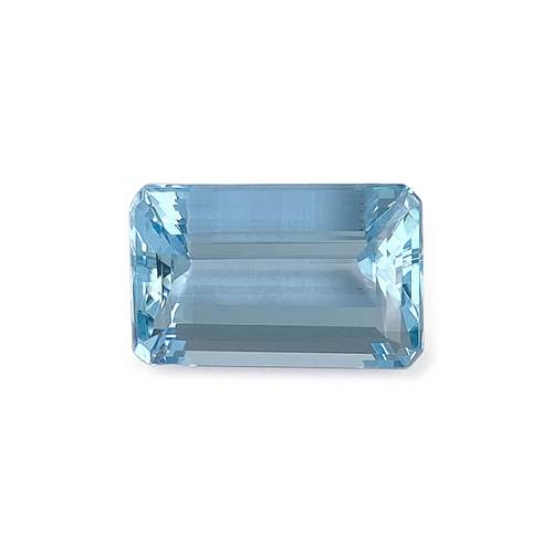 Aquamarine, rectangular with beveled edges, 10.44 ct.